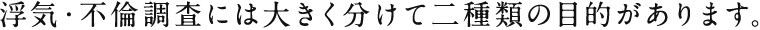 浮気・不倫調査には大きく分けて二種類の目的があります。